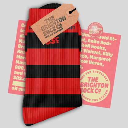 The solo sessions - red stripy socks all on their lonesome, but still looking mighty fine. Plus free merch!